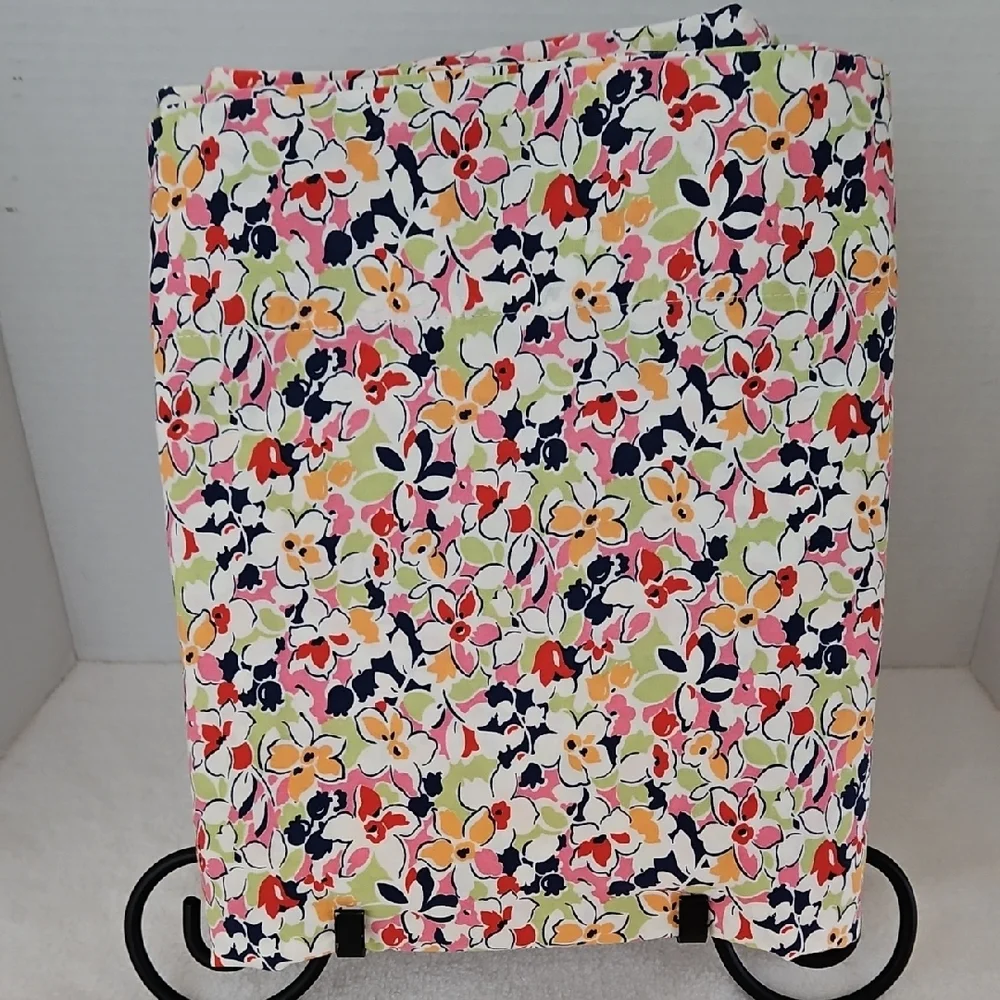 Tommy Hilfiger Floral Pink Navy Red Cotton Twin Flat Sheet